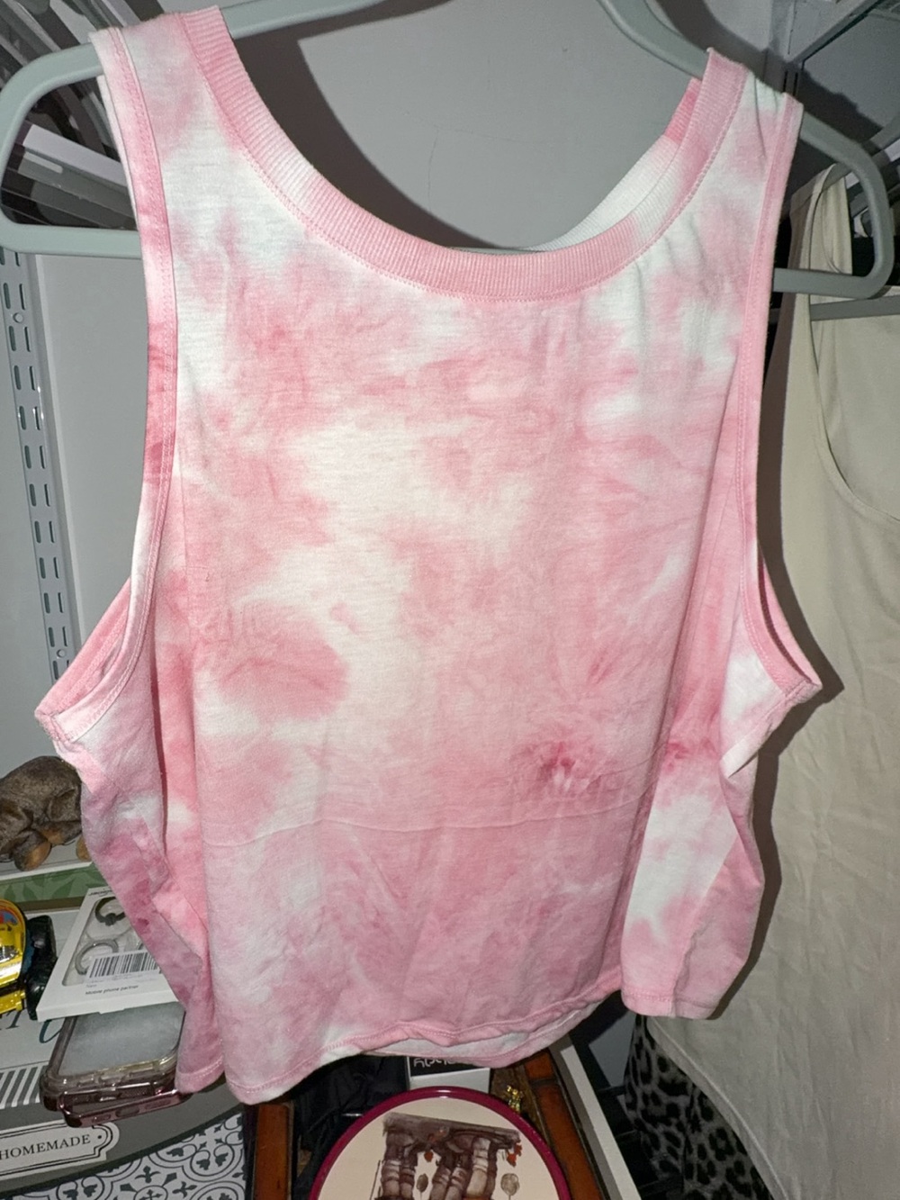 90 Degree By Reflex Pink and White Tie-Dye Scoop Neck Tank